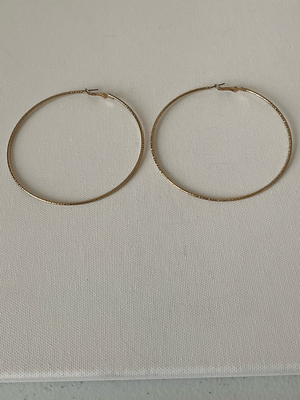 Gold Tone Textured Hoop Earrings